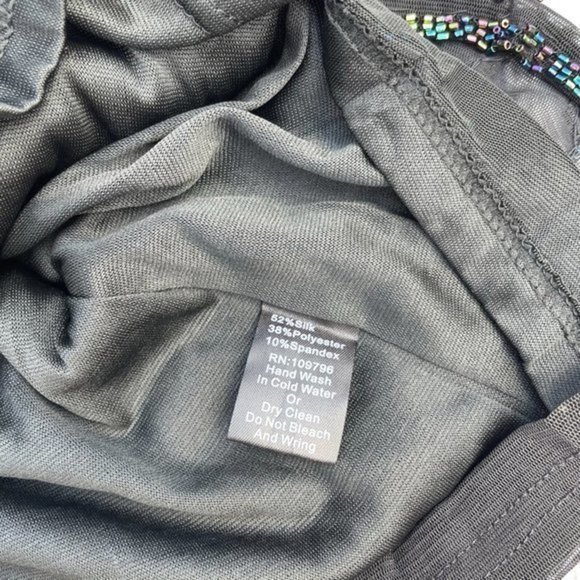 PRETTY ANGEL Black Iridescent Beaded Silk Tank S/M - Picture 8 of 10